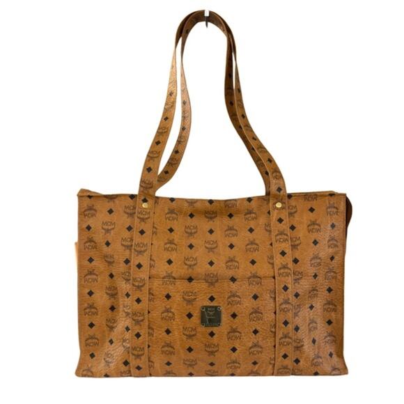 MCM Vintage Cognac Visetos Coated Canvas Large Tote Bag | Made in Germany - Picture 1 of 14